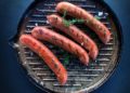 sausage on black round pan